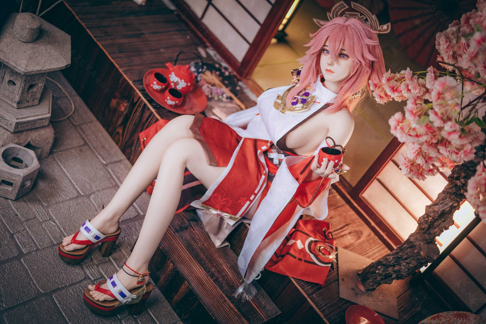 Yae Miko muñeca sexual (Bezlya Doll Copa E de 155 cm (silicona 2,2 CF)