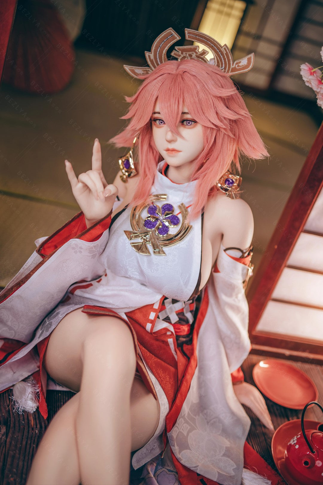 Yae Miko muñeca sexual (Bezlya Doll Copa E de 155 cm (silicona 2,2 CF)