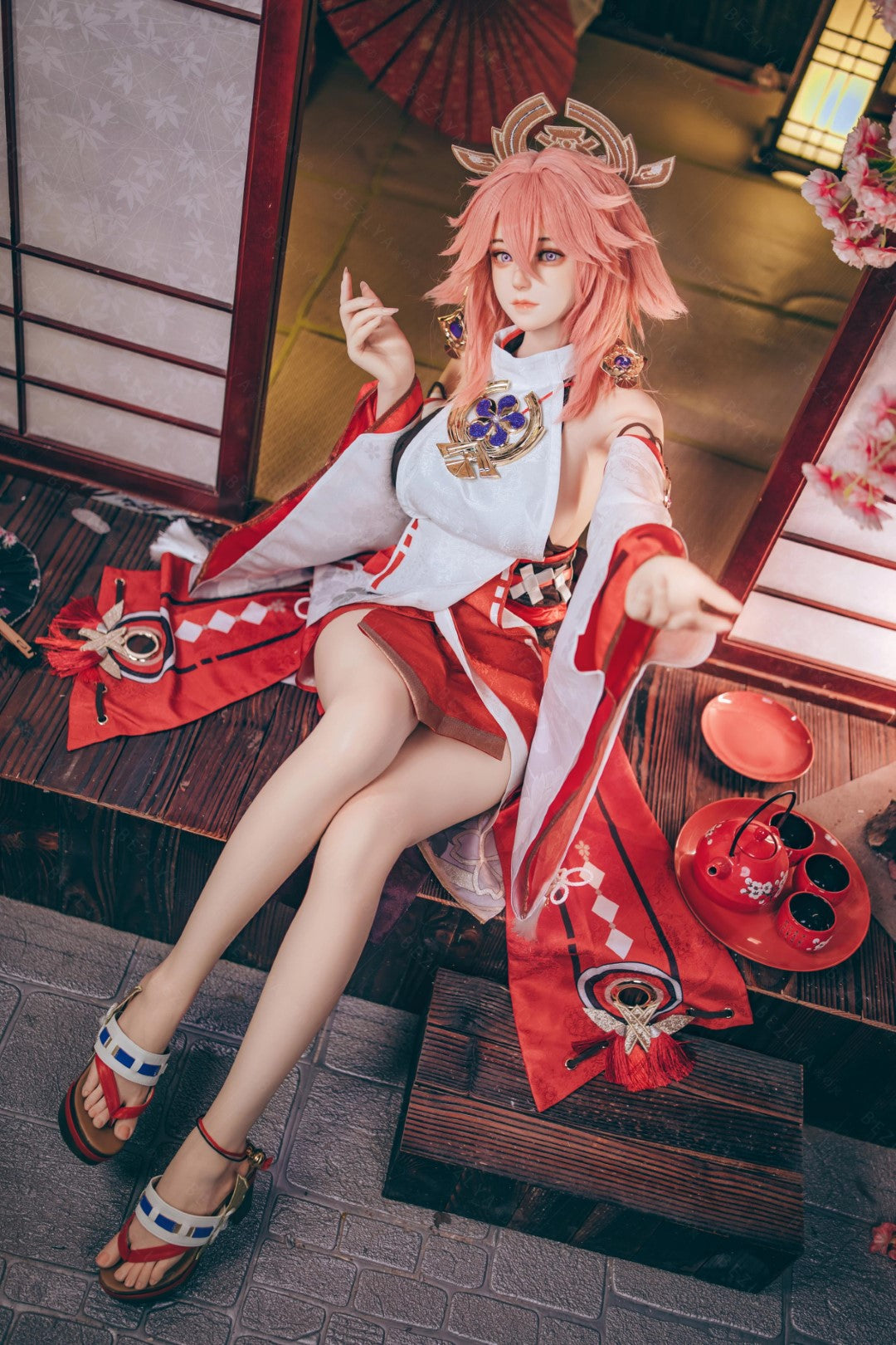 Yae Miko muñeca sexual (Bezlya Doll Copa E de 155 cm (silicona 2,2 CF)