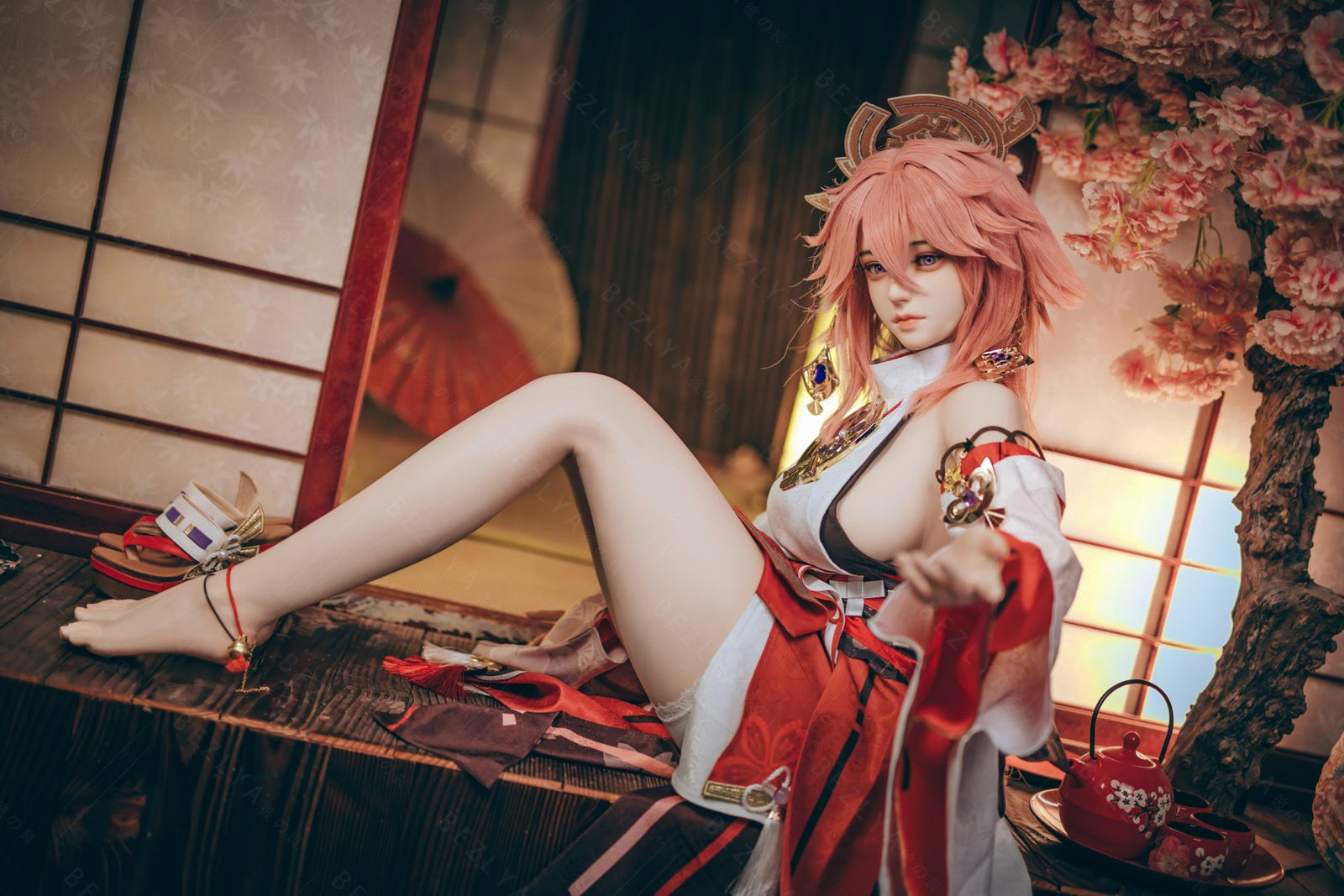 Yae Miko muñeca sexual (Bezlya Doll Copa E de 155 cm (silicona 2,2 CF)