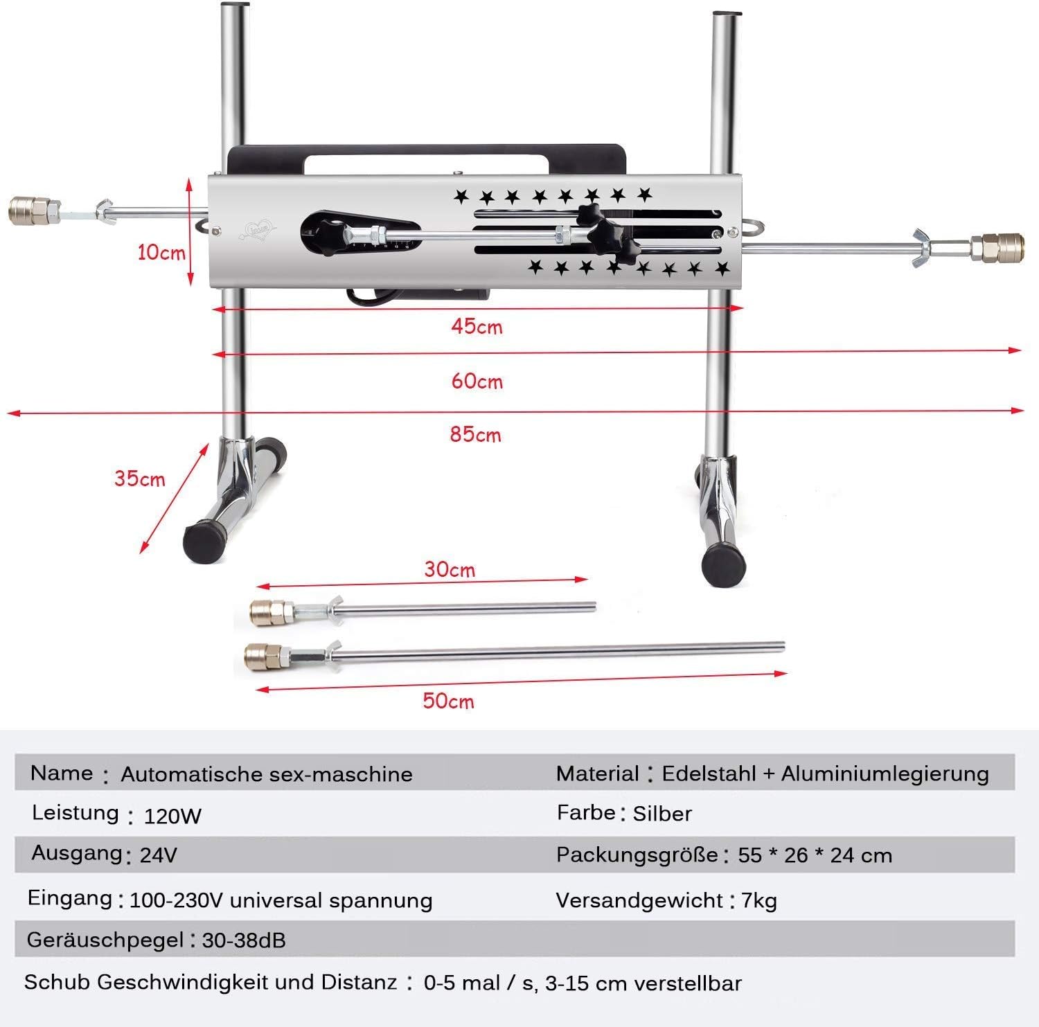 Máquina sexual profesional con velocidad ajustable y control dual - Motor de 120 W