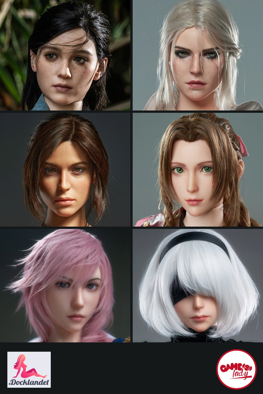 cabeza adicional (Game Lady Doll Originales de silicona)