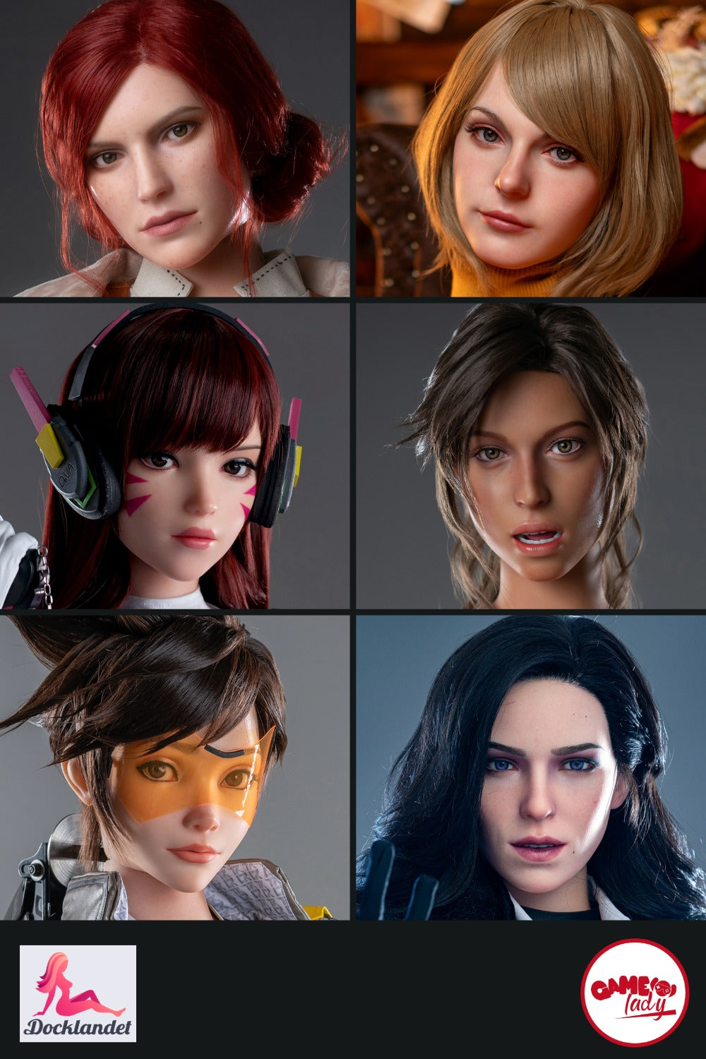 cabeza adicional (Game Lady Doll Originales de silicona)