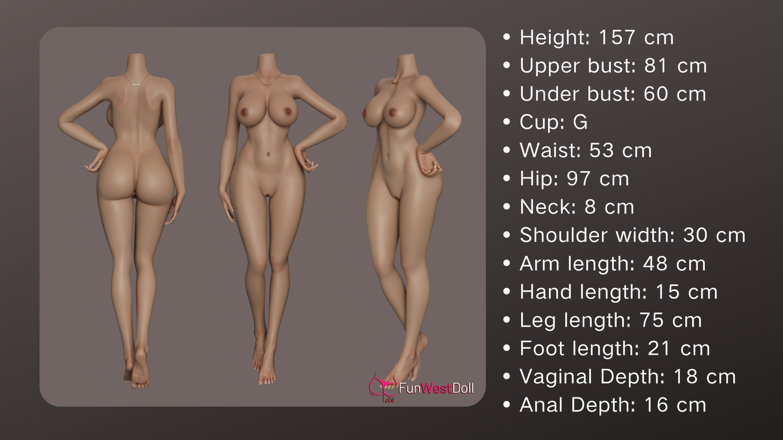 Nicole Sexdocka (FunWest Doll 157cm G-Kupa #036S RST Silikon) EXPRESS