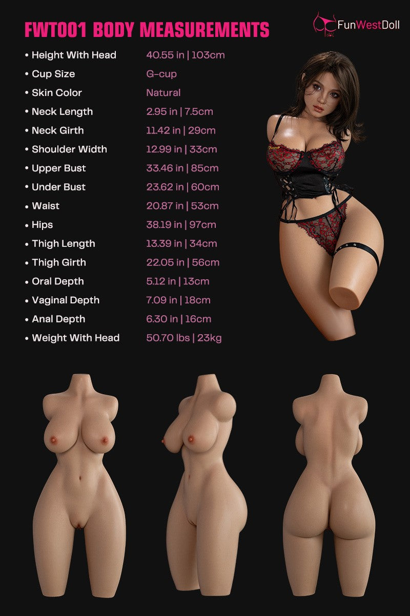 Lyra tronco muñeca sexual (FunWest Doll 103cm Copa G #054S Silicona)