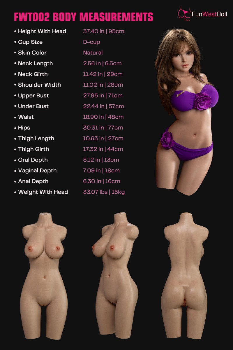 Torso de lirio muñeca sexual (FunWest Doll 95cm D-Cup #036S Silicona)