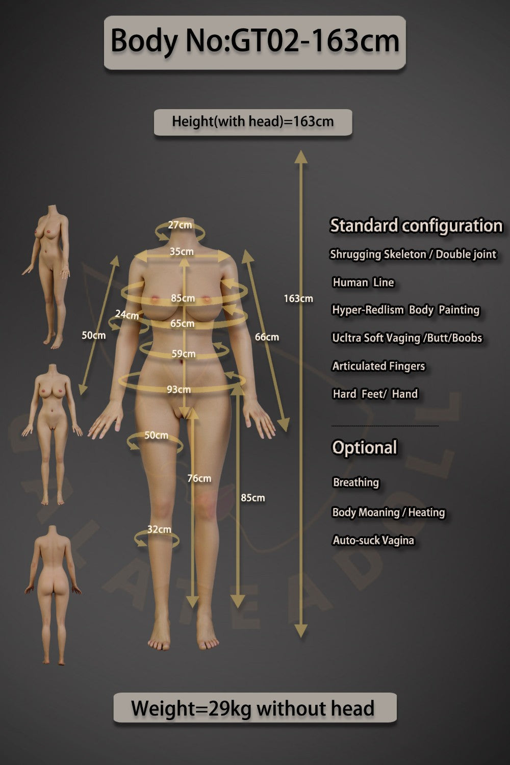 Cine muñeca sexual (Galatea Doll 163cm D-Kupa #198 Silicona)