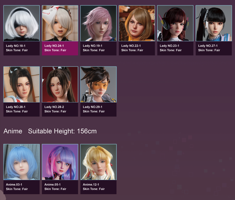 cabeza adicional (Game Lady Doll Originales de silicona)