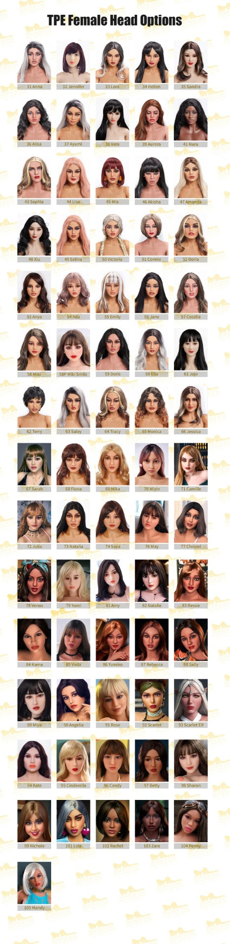 cabeza adicional (Irontech Doll TPE originales)